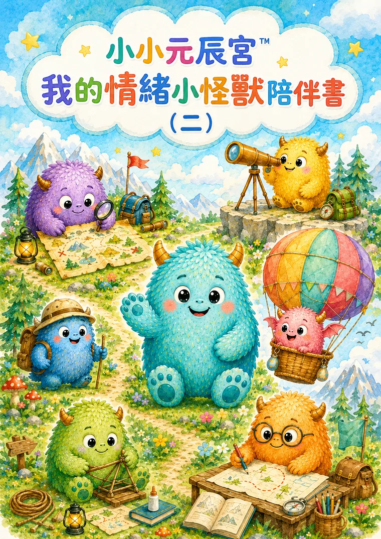 《小小元辰宮™：我的情緒小怪獸陪伴書（二）》書封 — 64 張卡牌互動活動書